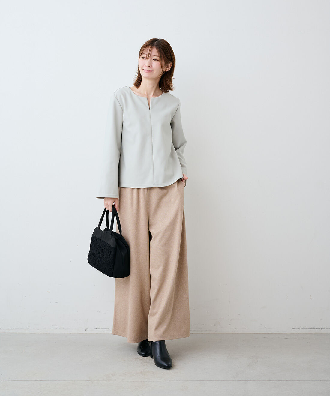 IEDIT［イディット］|IEDIT[イディット]　美ノビジャージーコーデュロイ風素材のギャザースカンツ