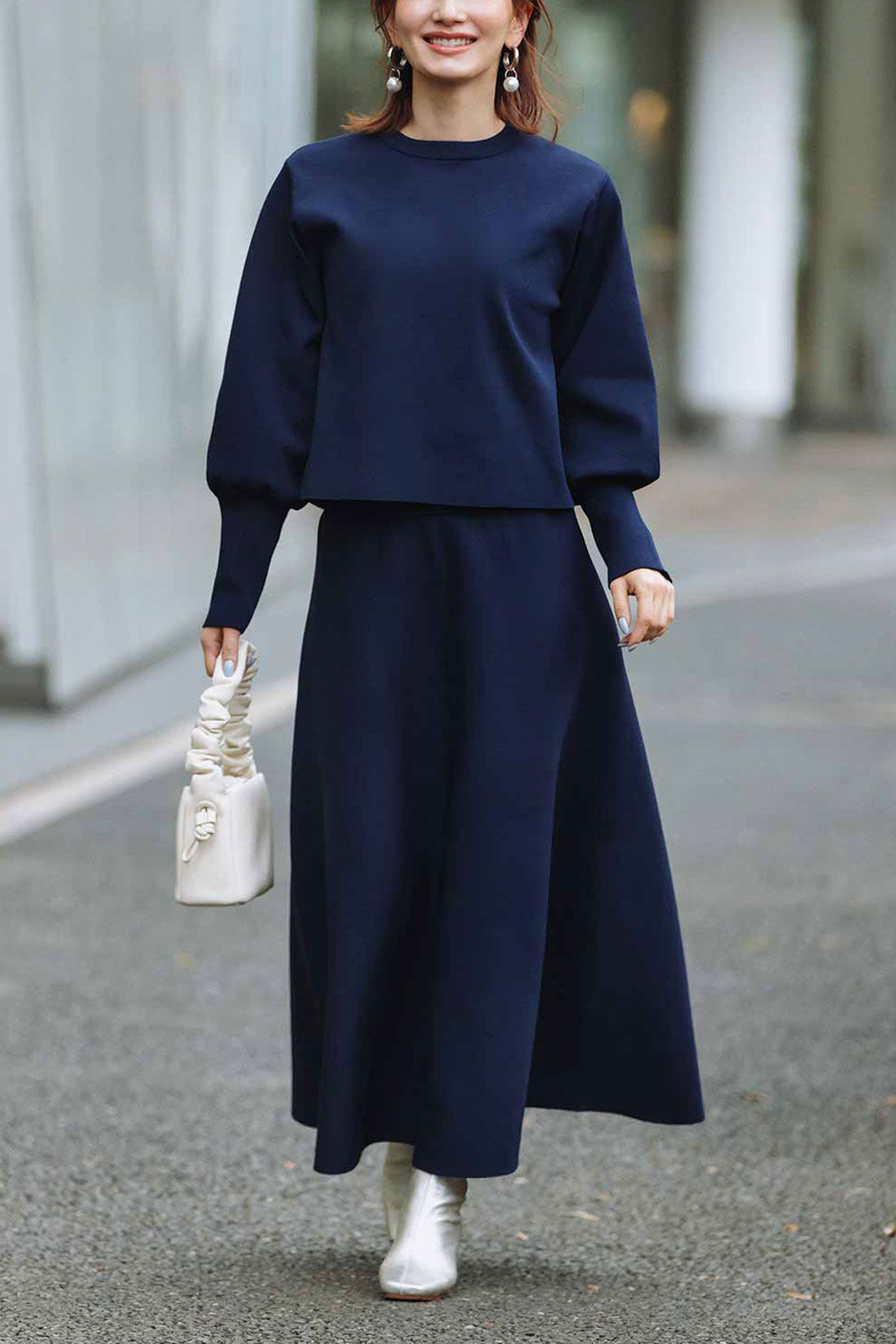 IEDIT[イディット] 福田麻琴さんコラボ 上品ニットセットアップ〈ダークネイビー〉｜IEDIT[イディット]｜フェリシモ【公式通販】