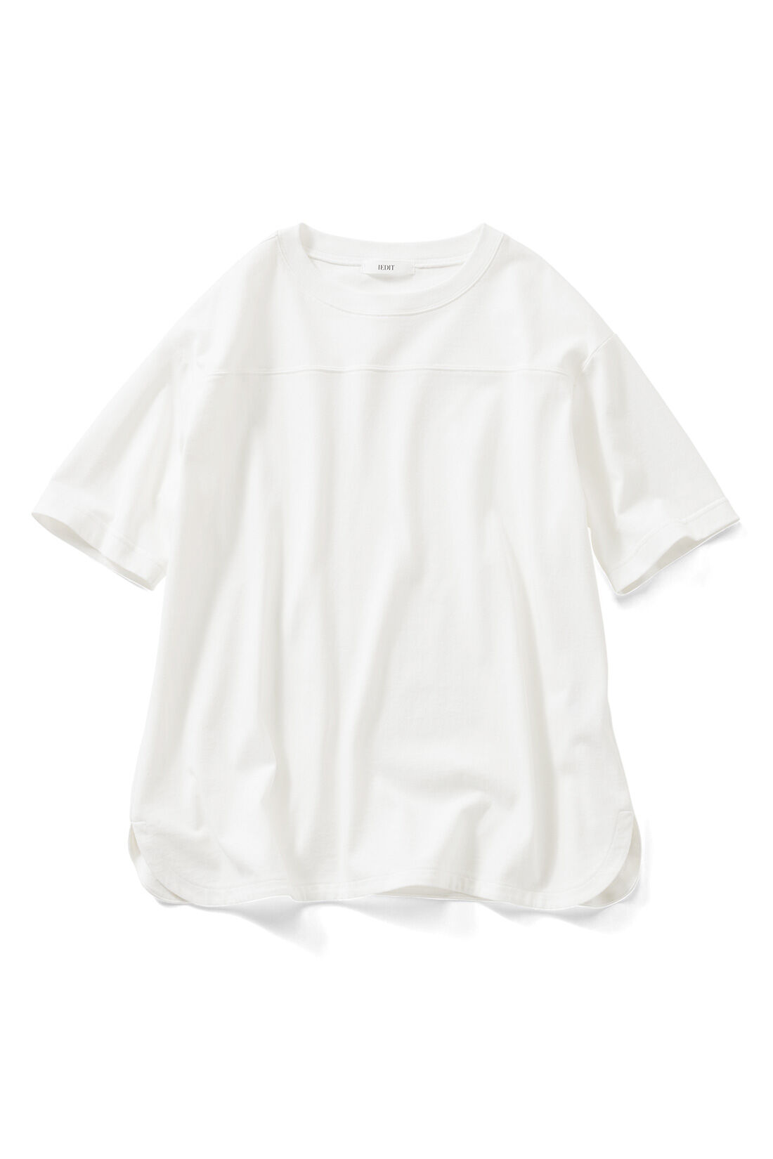 IEDIT|【コーデ買いキャンペーン】IEDIT[イディット]　小森美穂子さんコラボ コットン素材のフットボール風Tシャツ〈ホワイト〉