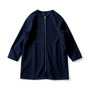 IEDIT | きれいめ 上品 ほどぬく ミドル丈コート 〈ネイビー〉