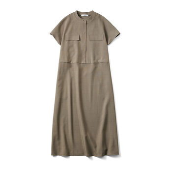 IEDIT | UVカット 上品 ワンピース 〈グレージュ〉