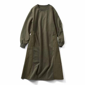 IEDIT | ＷＯＯＤＳカットソーワンピ〈カーキ〉ＩＥ