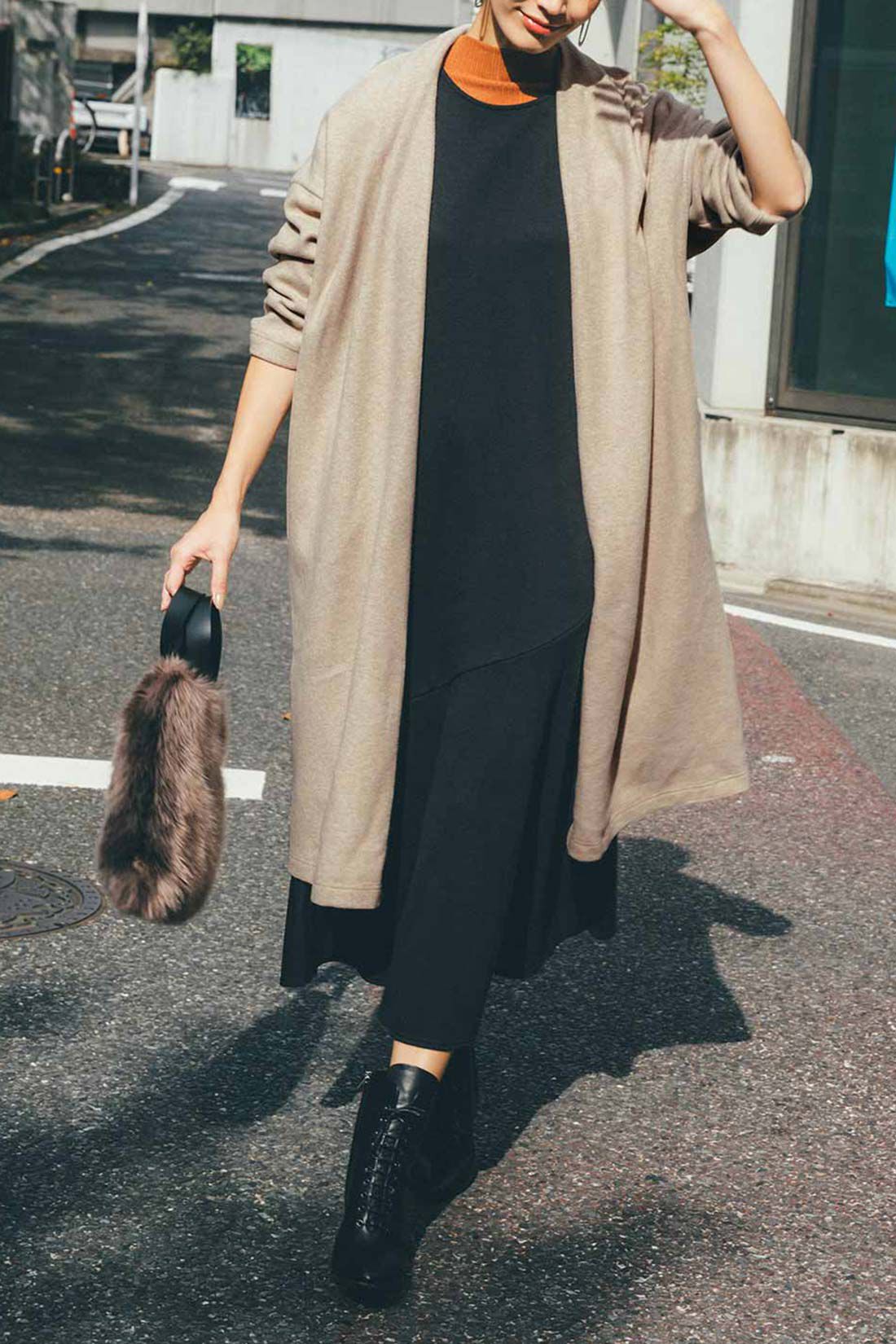 IEDIT[イディット] 裏微起毛で暖か 着まわしがきくノースリーブ