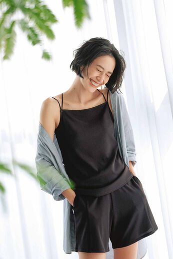 IEDIT | 福田麻琴さん リブ素材 スイムウェア 3点セット〈黒〉