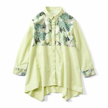 IEDIT［イディット］ | ヨーロッパテキスタイル レース 前開き シャツチュニック 〈ミントグリーン〉