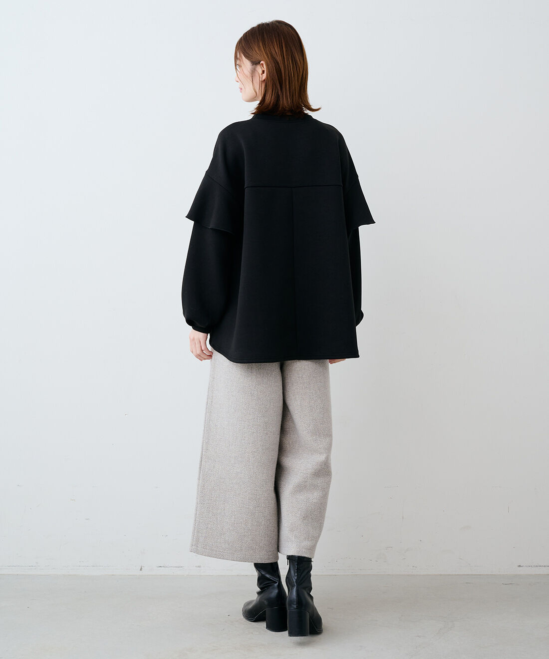 IEDIT［イディット］|IEDIT[イディット]　ウールライク素材のクロップド丈ワイドパンツ（WEBサイズ）