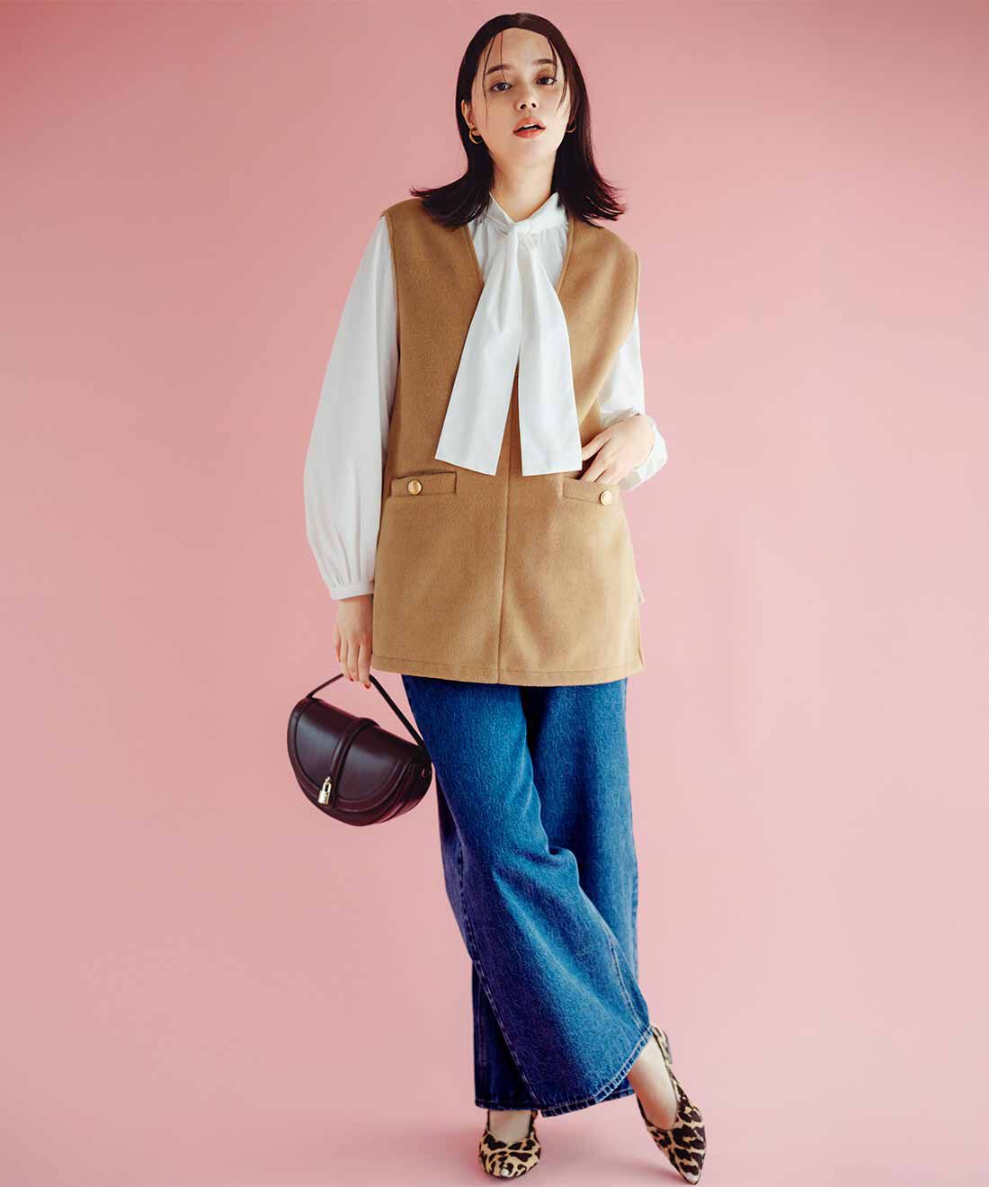 IEDIT［イディット］|ボウタイブラウス〈ホワイト〉ＩＥのコーディネート