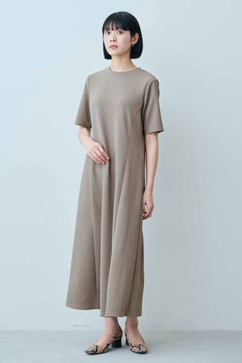 IEDIT［イディット］ | ふくれジャカード カットソー Ａライン ワンピース〈グレー〉