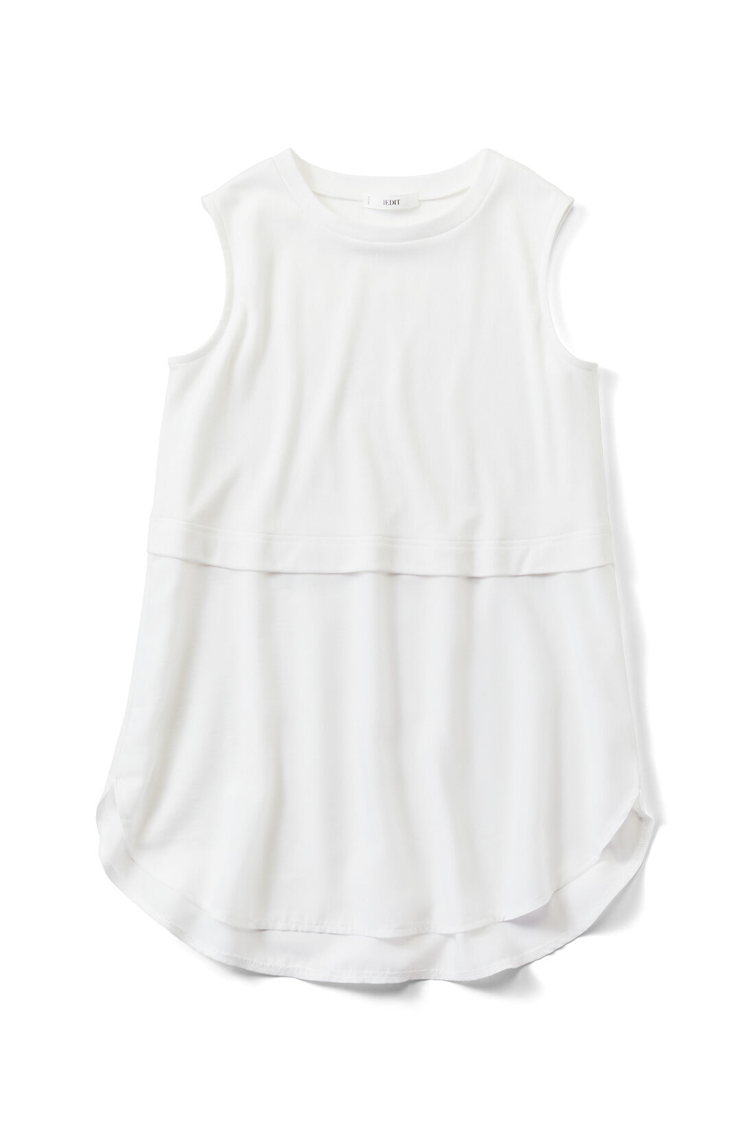 IEDIT|IEDIT[イディット]　レイヤードで体形カバーもかなう すそシャツデザインのホワイトロングカットソータンクトップの会〈ホワイト〉