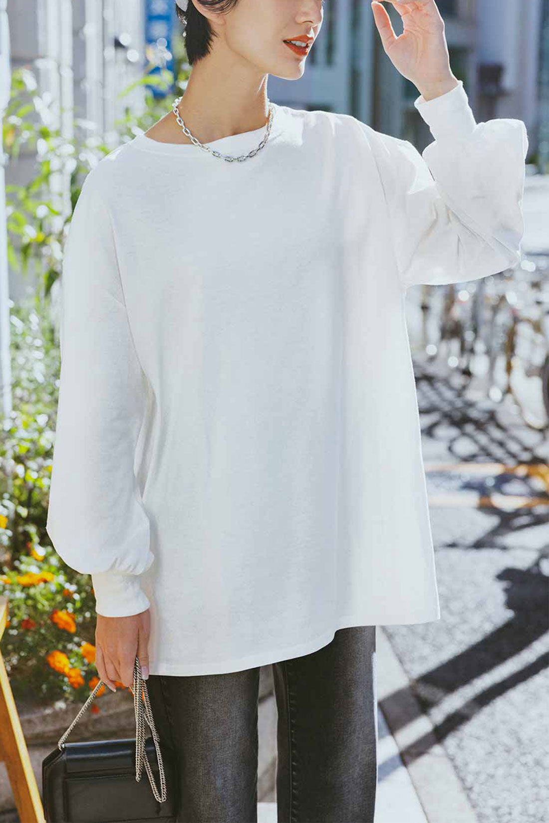 IEDIT[イディット] 福田麻琴さんコラボ 大人が一枚で着こなしやすいロングTシャツ〈オフホワイト〉｜Tシャツ・カットソー｜トップス ｜レディースファッション｜レディースファッション・洋服の通販｜IEDIT