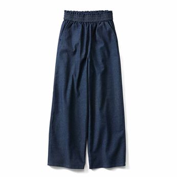 IEDIT | 軽やか はき心地 かのこ素材 ワイド デニムパンツ 〈ネイビー〉