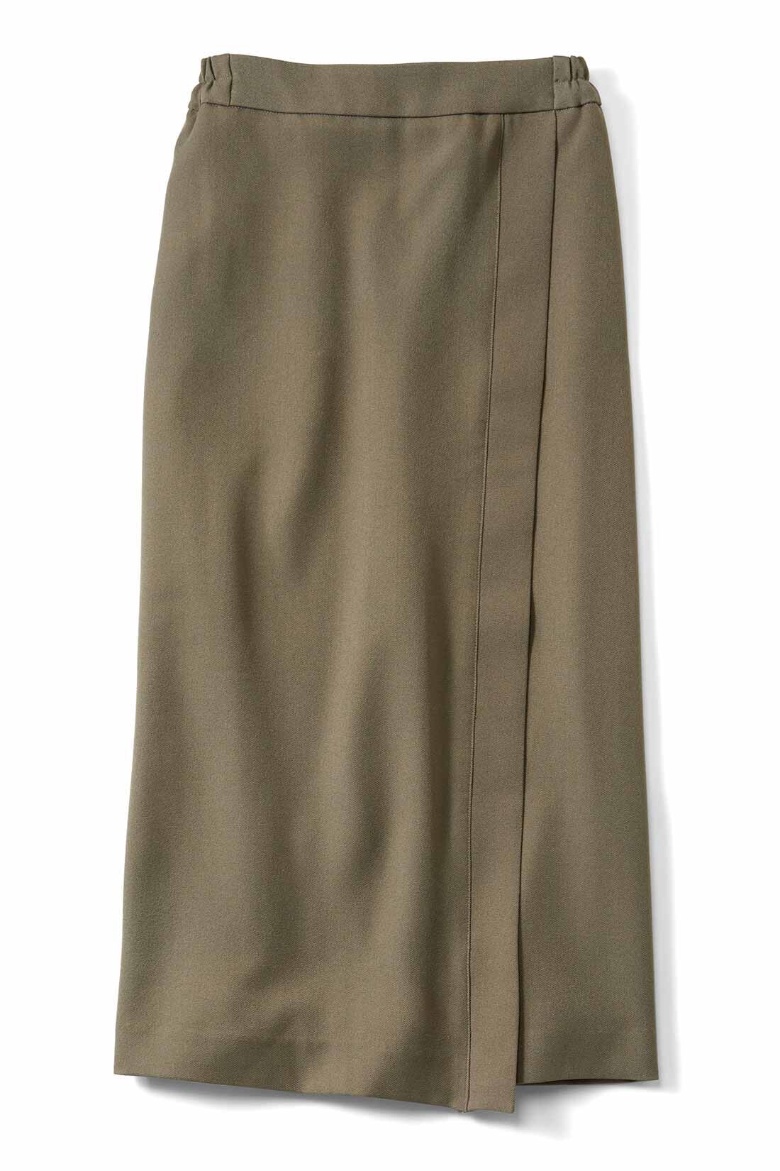 IEDIT|IEDIT[イディット]　UVカットがうれしい！ スマート見えして伸びやかな サラリとした着心地のIラインスカート|〈グレイッシュカーキ〉
