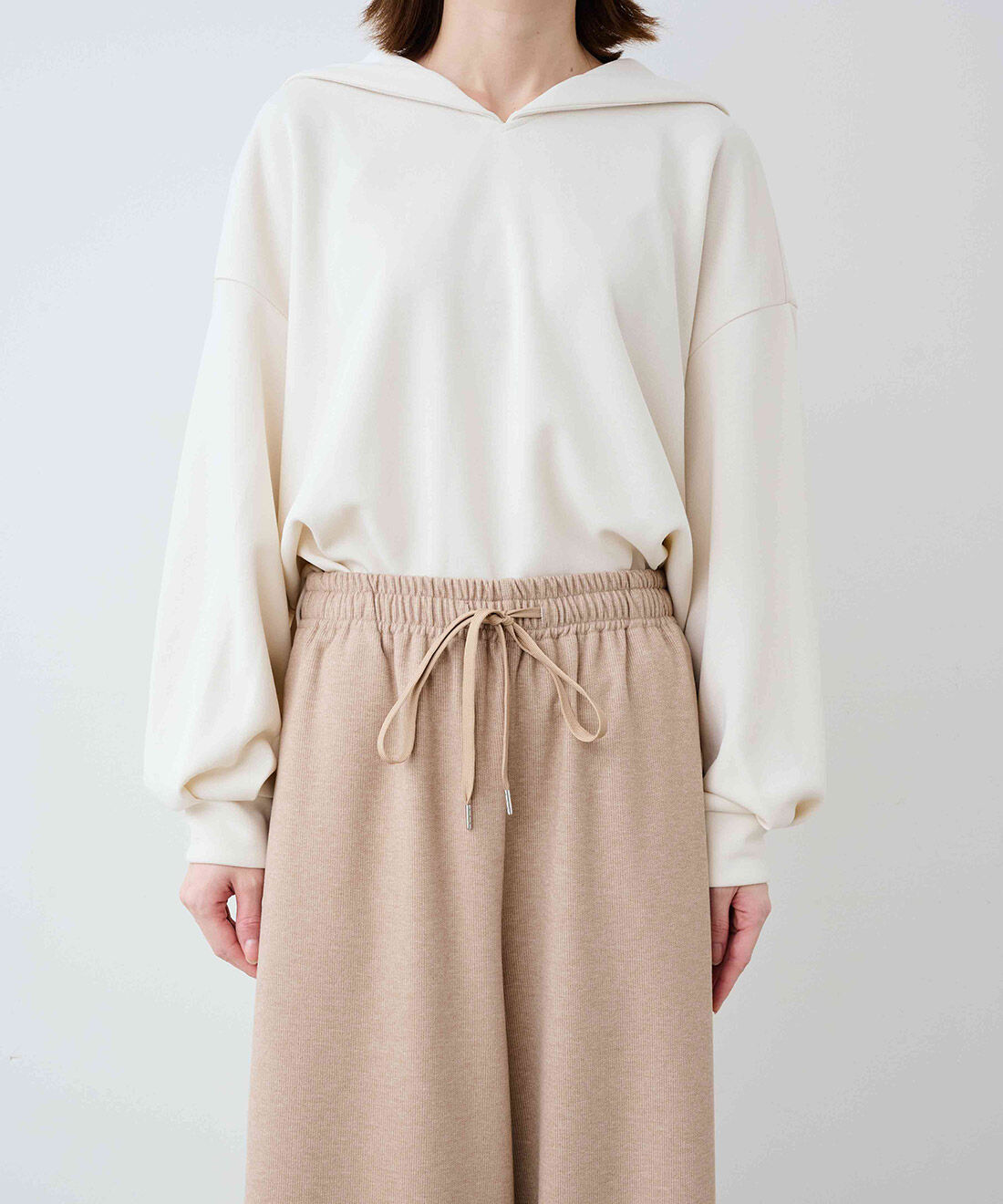 IEDIT［イディット］|IEDIT[イディット]　美ノビジャージーコーデュロイ風素材のギャザースカンツ