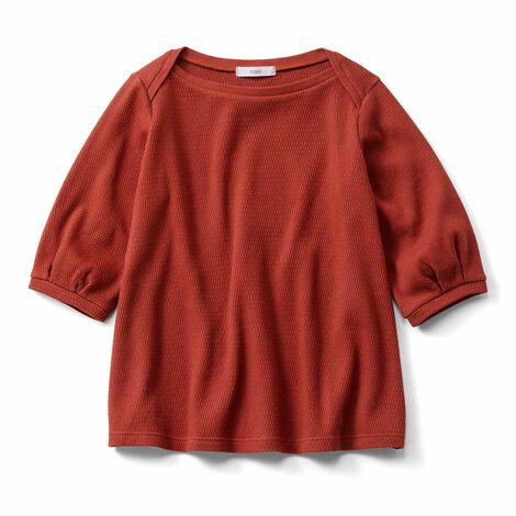 Live love cotton R ハニカム カットソー トップス〈オレンジ〉