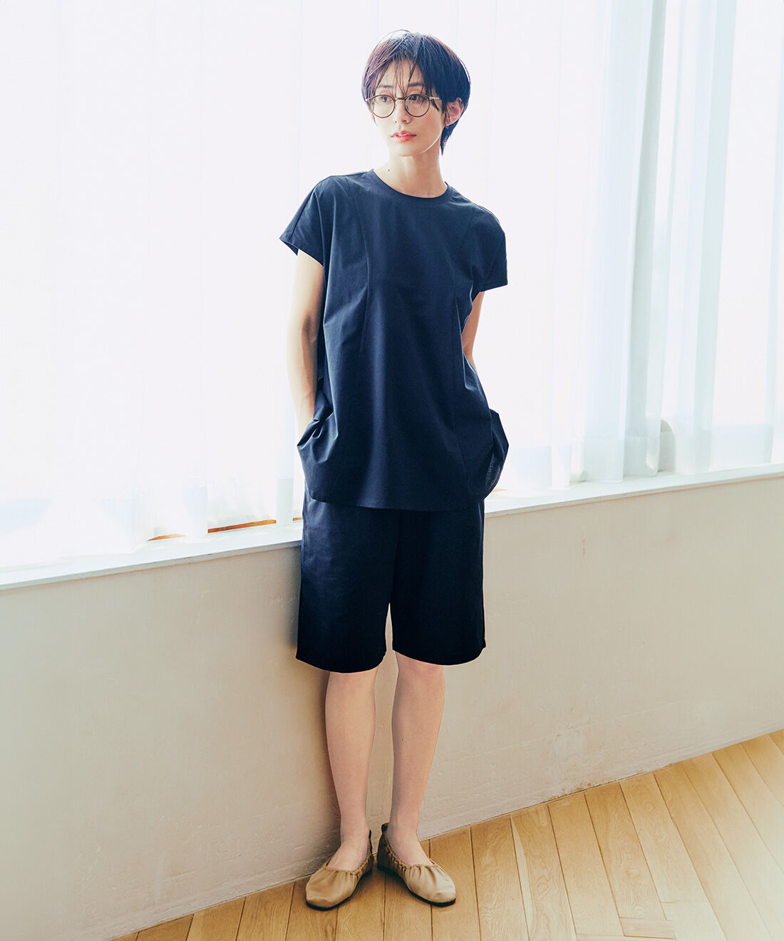 IEDIT|IEDIT[イディット]　24hずっと着ていたい 吸汗速乾・UVカット SO！ MESHハーフパンツ〈ダークネイビー〉