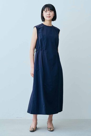 IEDIT［イディット］ | UVカット 撥水 虫を寄せ付けにくい ドロスト ワンピース〈紺〉