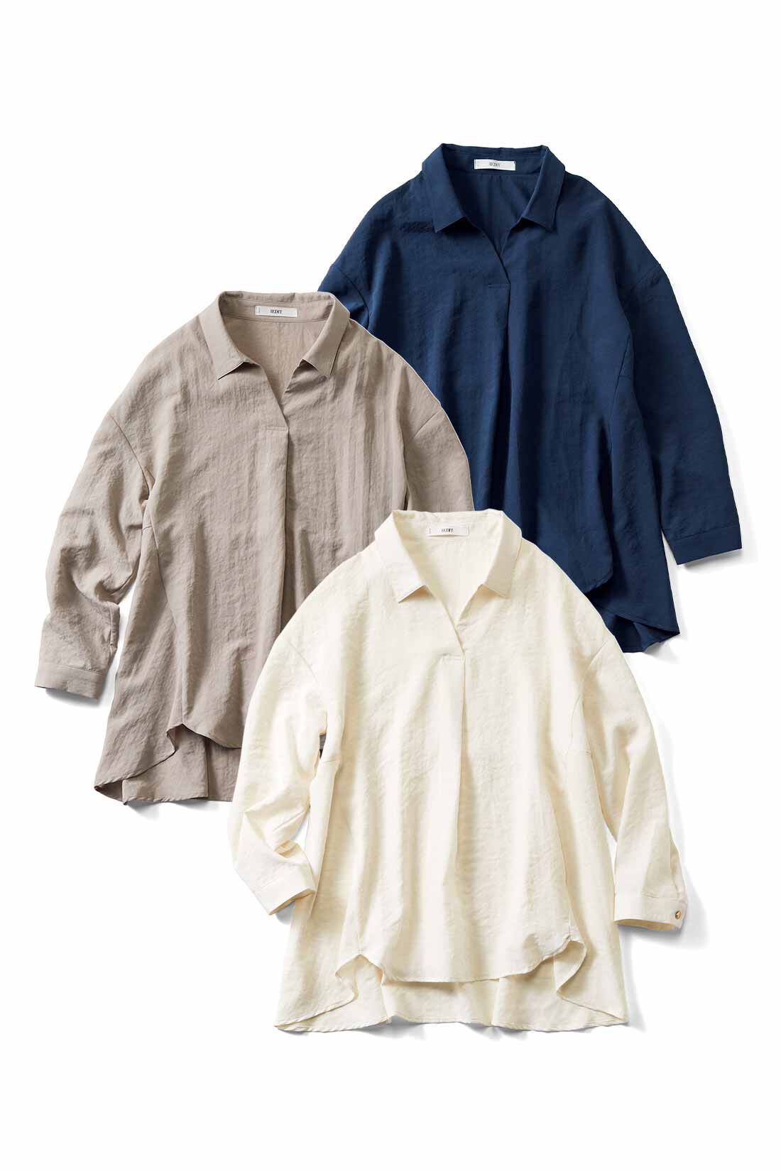 IEDIT［イディット］|IEDIT[イディット]　リラクシーシルエットのきちんと見えスキッパーシャツブラウスの会