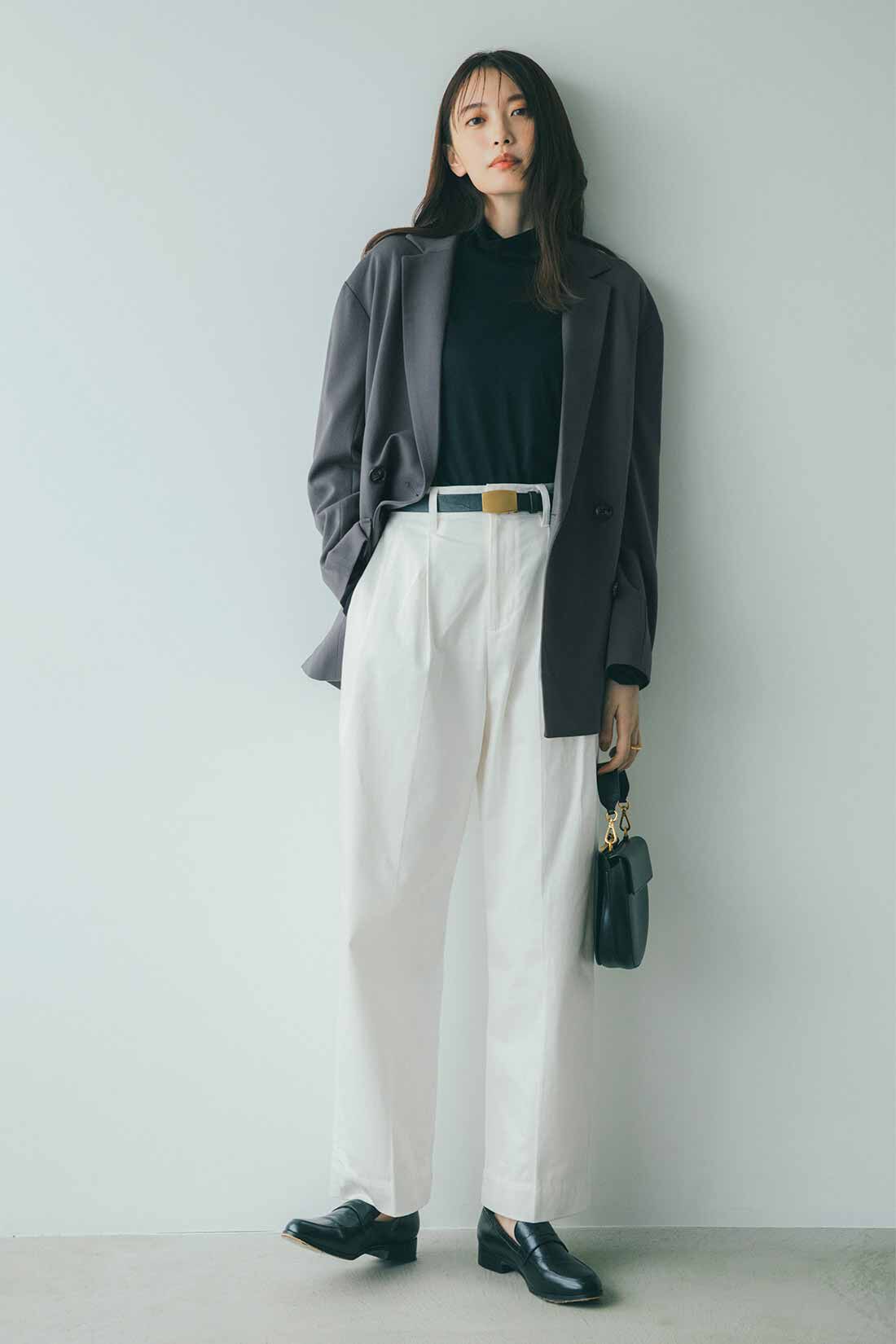 IEDIT［イディット］|小森美穂子さんコラボ ゆるシルエット こなれ見え ジャケット〈チャコールグレー〉のコーディネート