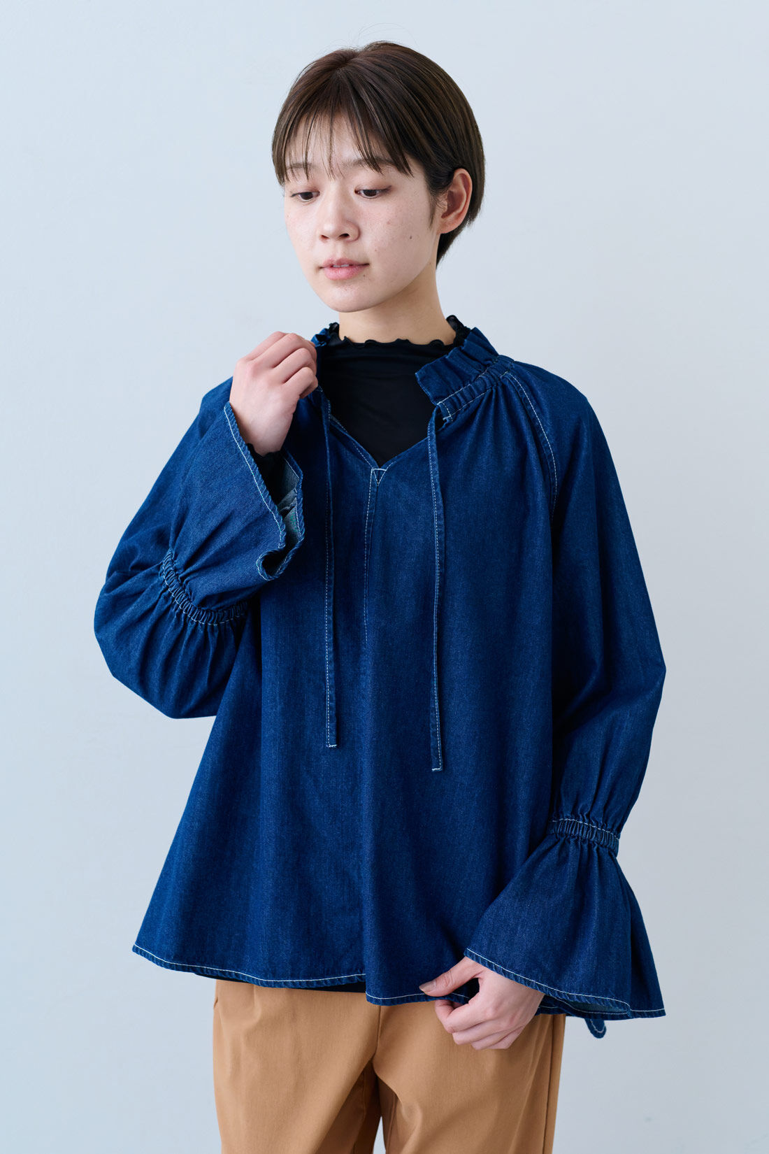 IEDIT［イディット］|IEDIT[イディット]　重ね着に大活躍！ 綿混素材の身ごろが心地よい 部分シアートップスの会