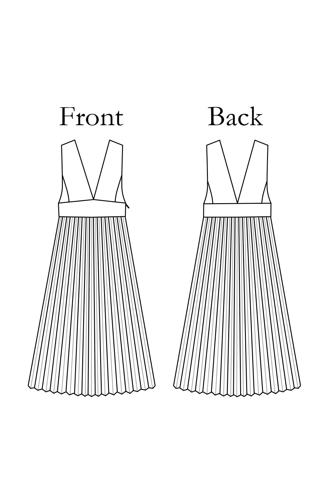 IEDIT[イディット]　深Vネックですっきり着こなせる グレンチェックジャンパースカート〈ブラウン〉|前後のわき下に切り替えを入れて上半身をすっきり見せ。