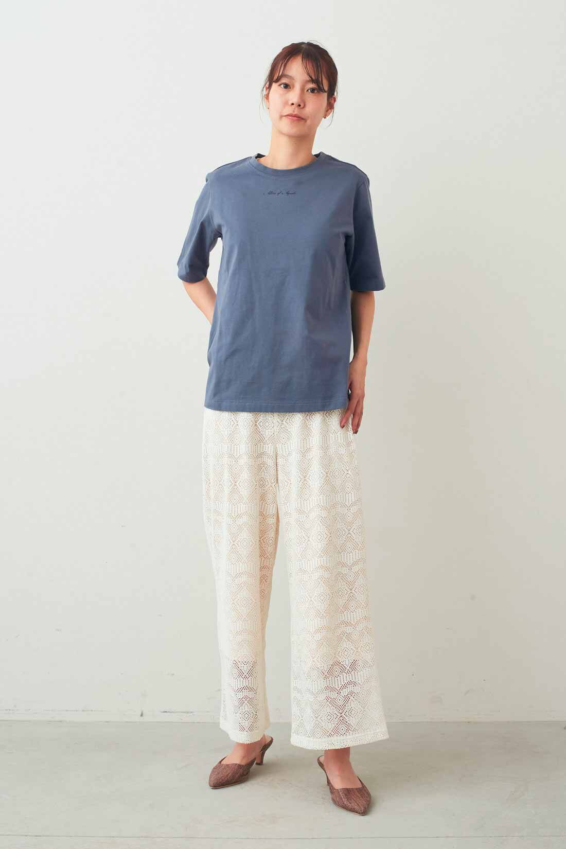IEDIT［イディット］|IEDIT[イディット]　カットソーレースでらくちん＆涼やかなレースパンツ|モデル身長：164cm　着用サイズ：M