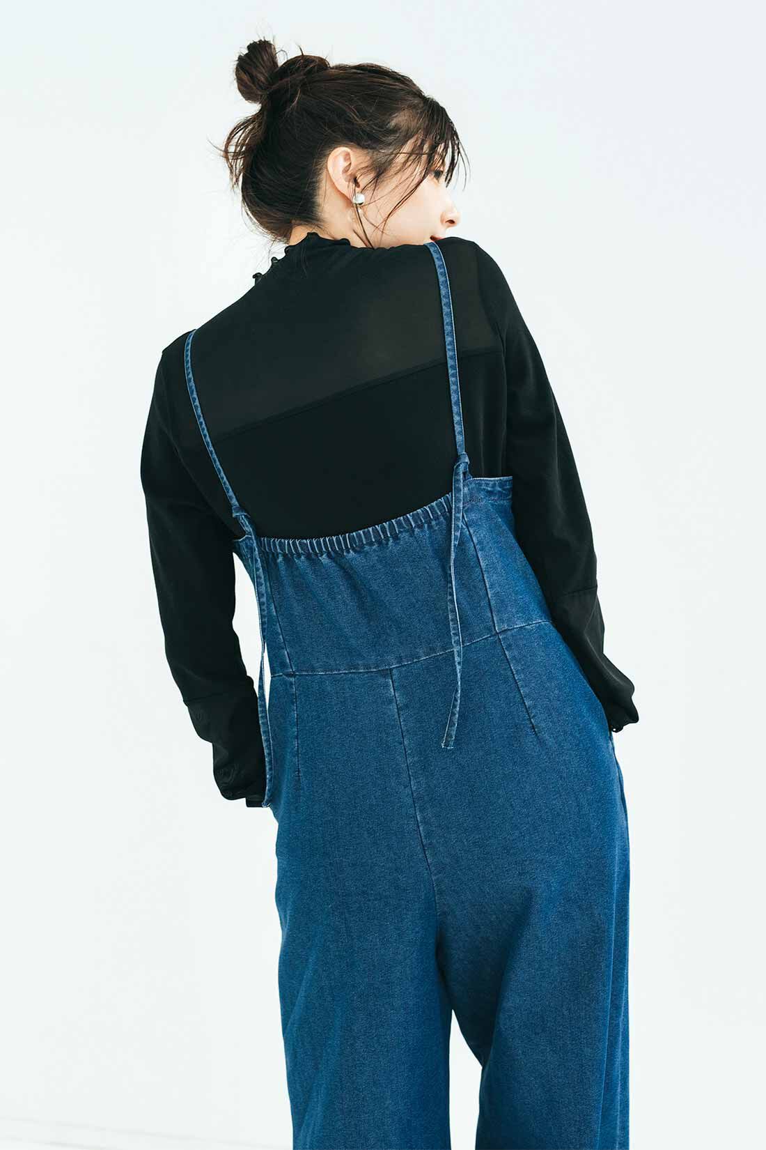 IEDIT|IEDIT[イディット]　大人仕様しなやかデニムサロペット〈ブルー〉