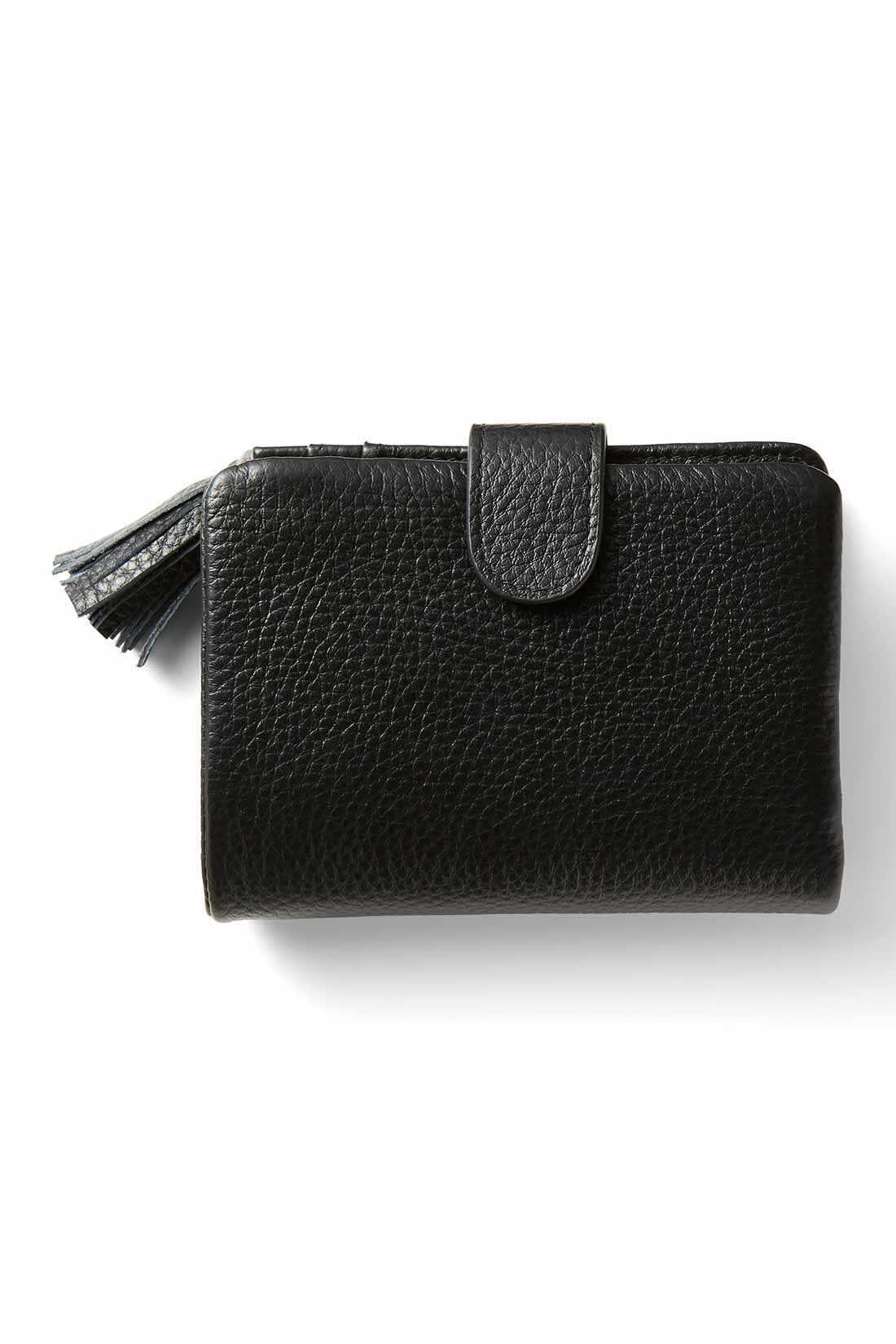 イディット|IEDIT[イディット]　くったり本革素材できれいめ二つ折り財布〈オレンジ〉