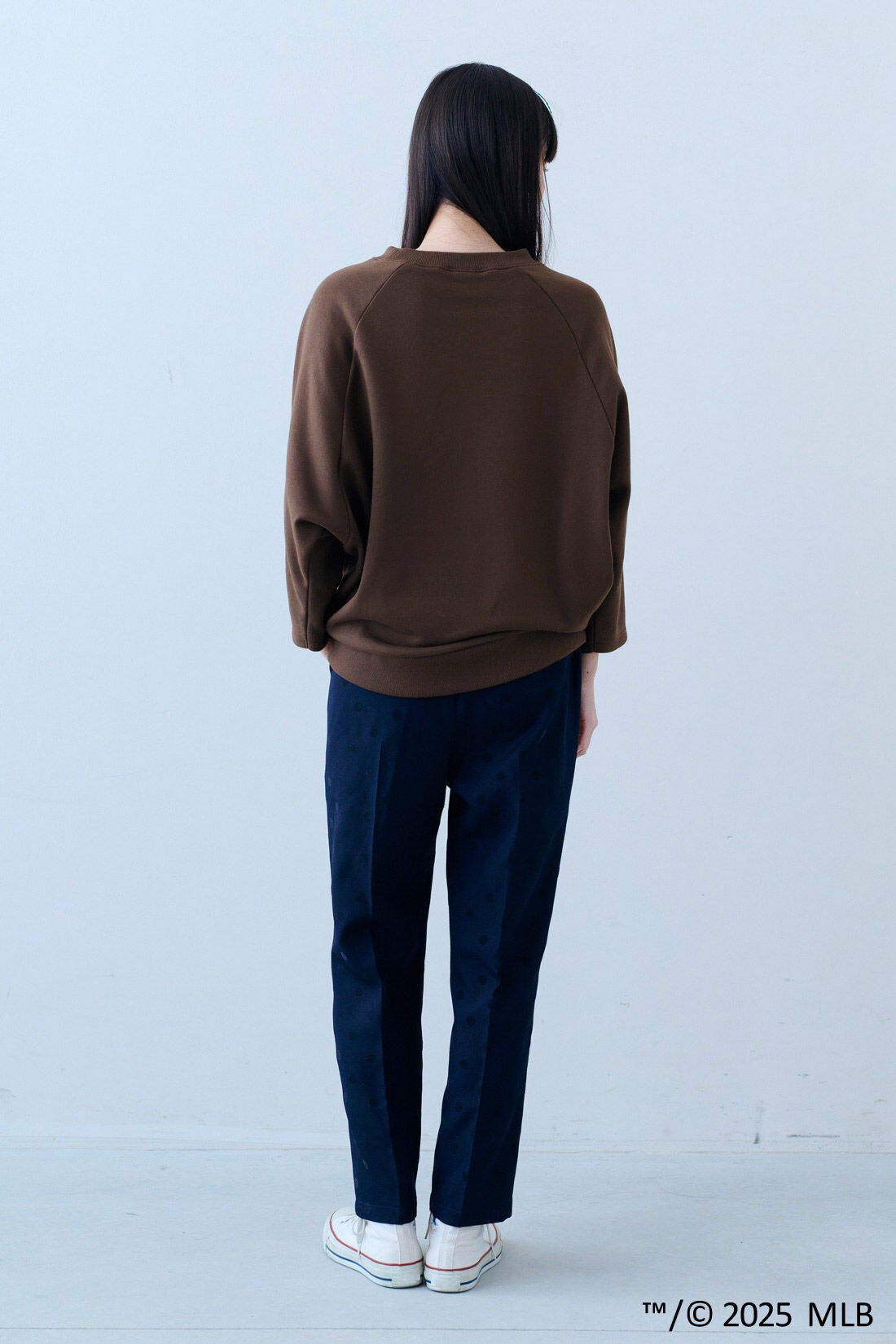 IEDIT［イディット］|IEDIT[イディット]　フロッキードットプリントのゆるテーパードパンツ|モデル身長：163cm　着用サイズ：M