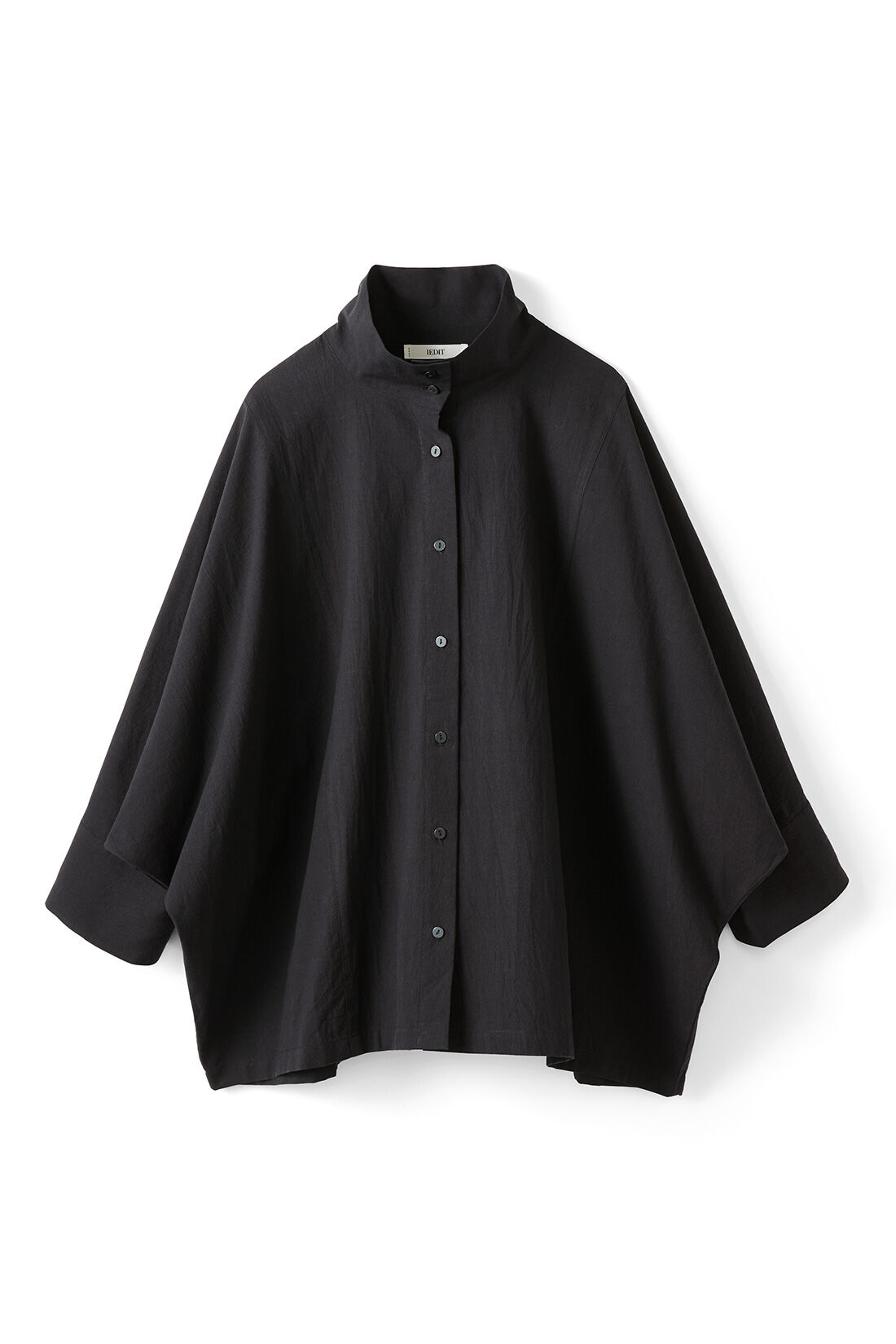IEDIT|IEDIT[イディット]　コットン素材のスタンドカラー ドルマンスリーブシャツ〈ブラック〉|〈ブラック〉