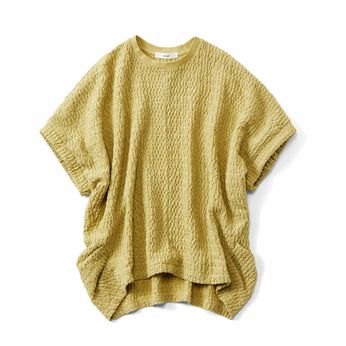 IEDIT［イディット］ | シャーリング レース カットソー プルオーバー 〈ライムグリーン〉