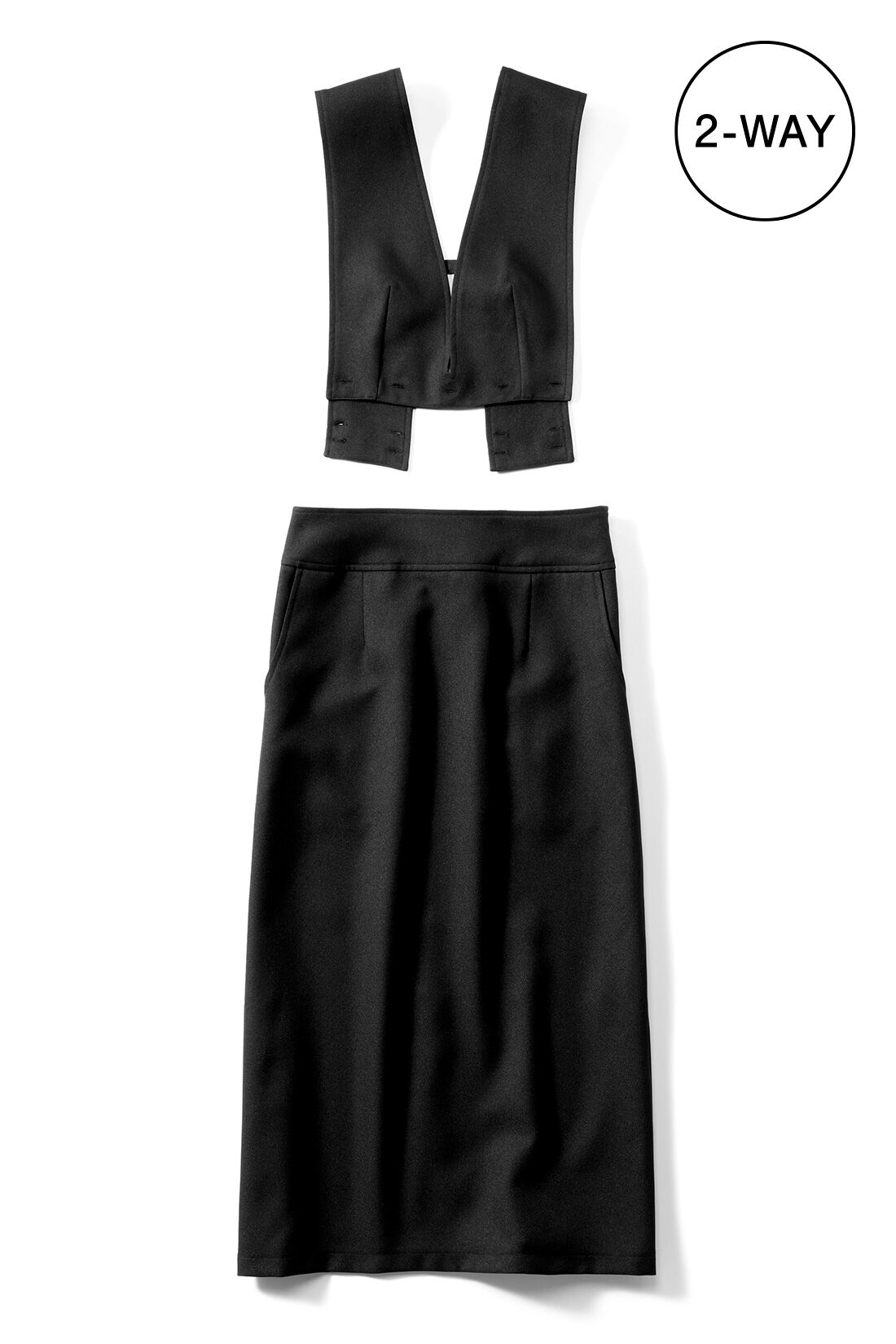 IEDIT[イディット]　着まわし広がる 2-WAY仕様がうれしい大人シルエットのジャンパースカート〈ブラック〉|※お届けするカラーとは異なります。