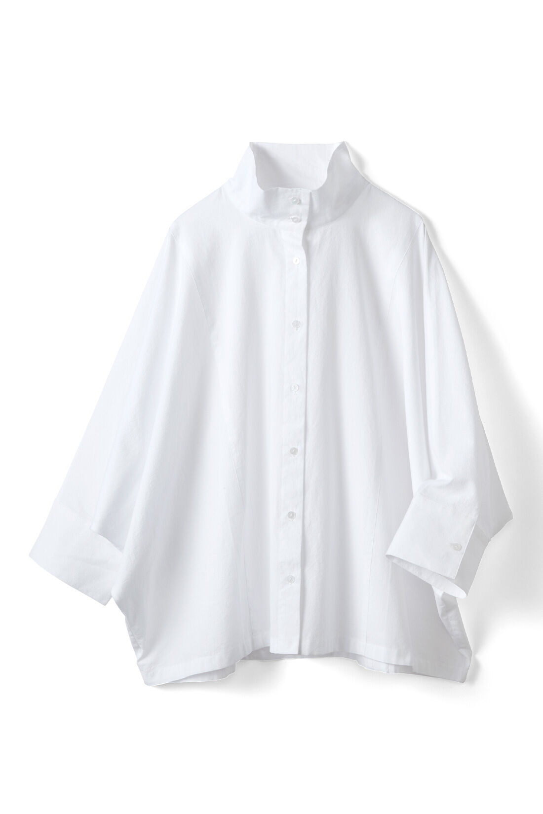 IEDIT|IEDIT[イディット]　コットン素材のスタンドカラー ドルマンスリーブシャツ〈オフホワイト〉|〈オフホワイト〉