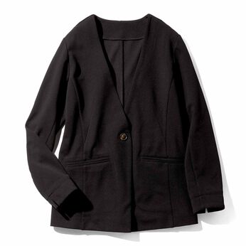 帯電防止加工 純黒素材 裏微起毛 バレエフィット（R） ジャケット〈ブラック〉