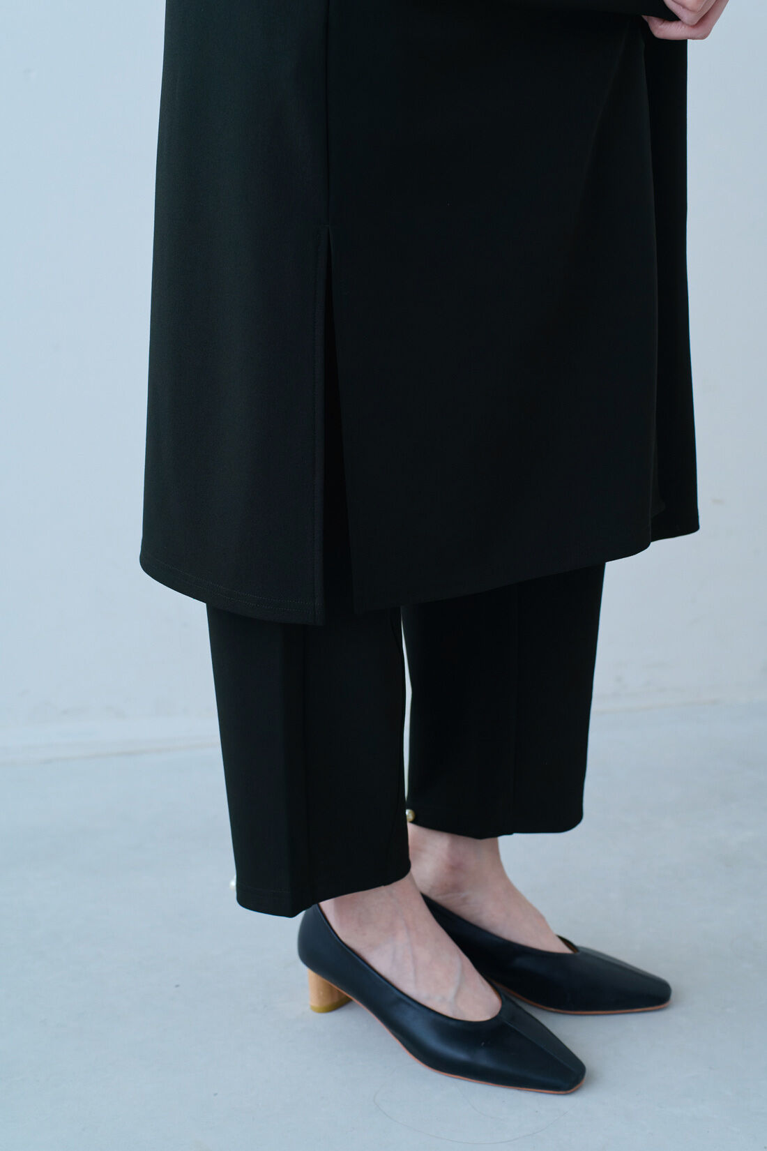 IEDIT［イディット］|IEDIT[イディット]　パール風パーツがポイントのロングジレコーデ3点セット〈ブラック〉