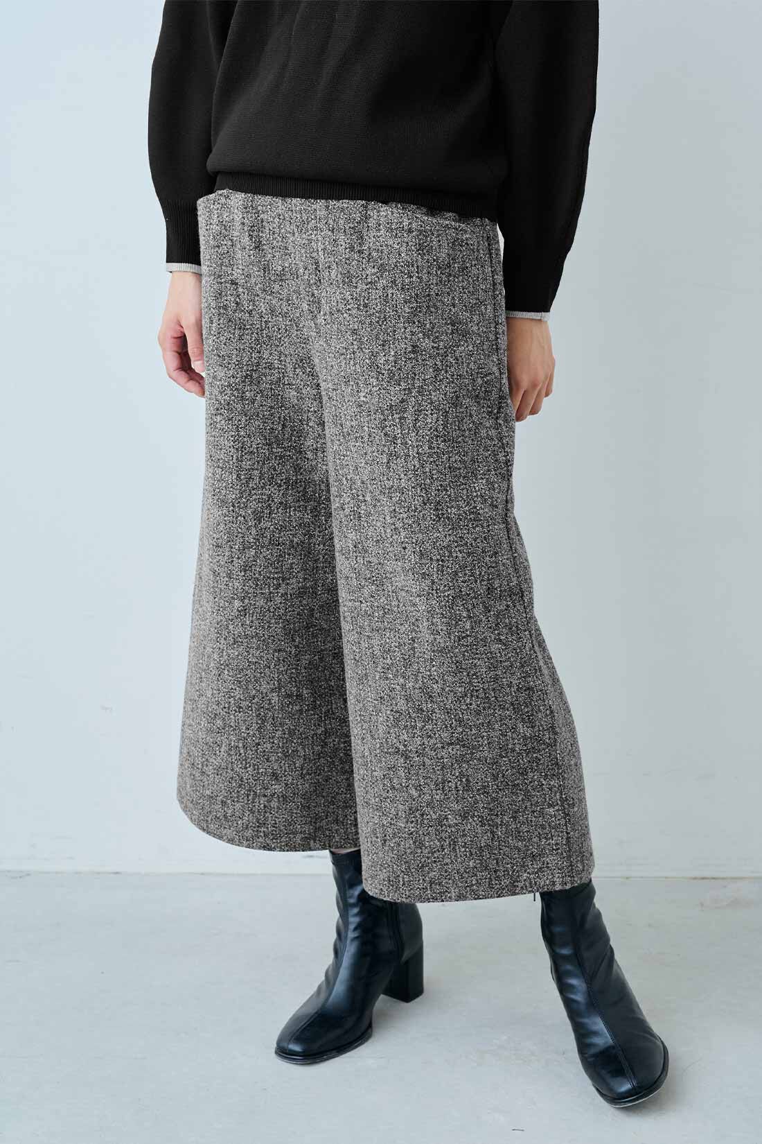 IEDIT|IEDIT[イディット]　ウールライク素材のクロップドワイドパンツ