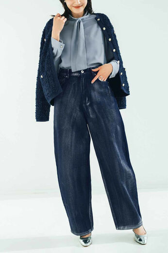 IEDIT［イディット］ | 箔テーパードデニムパンツ〈ネイビー〉ＩＥ