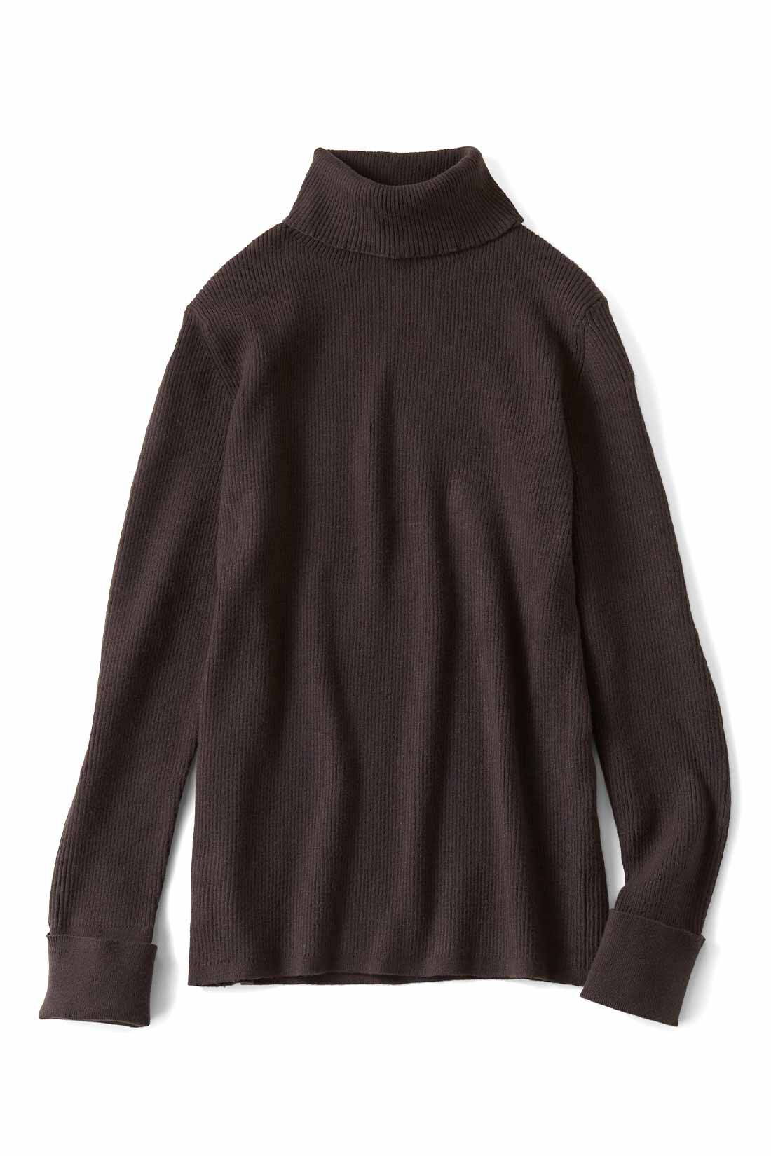 IEDIT［イディット］|IEDIT[イディット]　マシンウォッシャブルがうれしい きほんのハイネックリブニットトップス〈チャコールブラウン〉|チャコールブラウン
