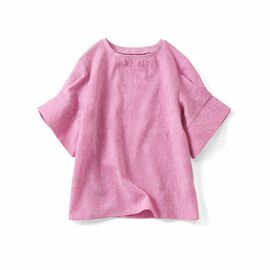 IEDIT | フラワー柄 コットン ジャカード ふんわり袖 Tブラウス 〈ラベンダーピンク〉