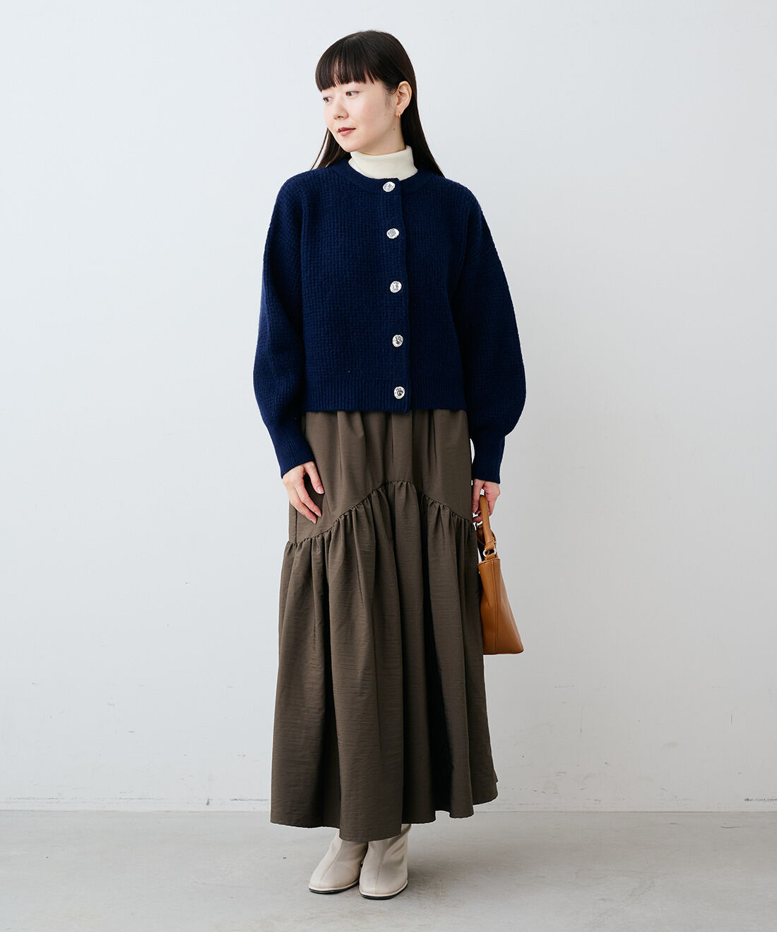 IEDIT［イディット］|IEDIT[イディット]　タイルワッフル編みのメタルボタンカーディガン