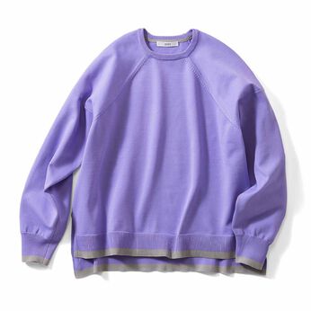 IEDIT | 袖口配色 リサイクルポリエステル バウンシー ニット〈紫〉