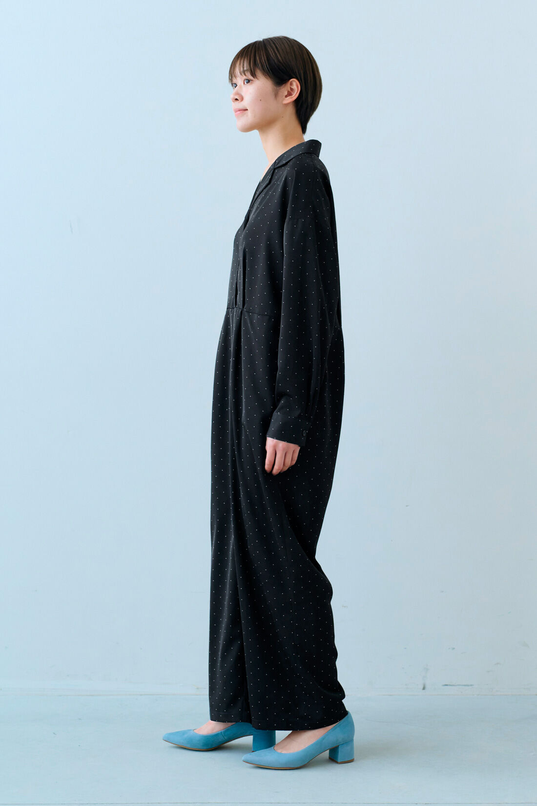 IEDIT|IEDIT[イディット]　福田麻琴さんコラボ ドットオールインワン〈ブラック〉|モデル身長：163cm　着用サイズ：M