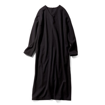 MonthlyBOX | 帯電防止加工 純黒素材 裏微起毛 ワンピース〈ブラック〉