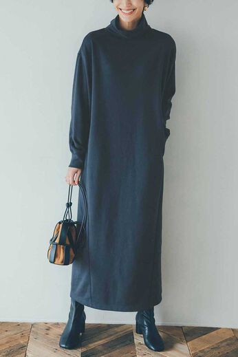 IEDIT | 裏起毛スウェットロングワンピ〈グレー〉ＩＥ