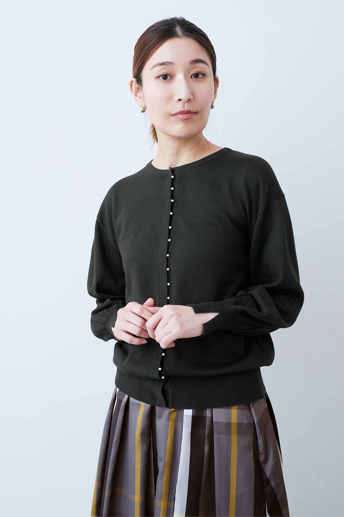 IEDIT［イディット］|IEDIT[イディット]　小粒のプチパール調モチーフが上品に華やぐカーディガン