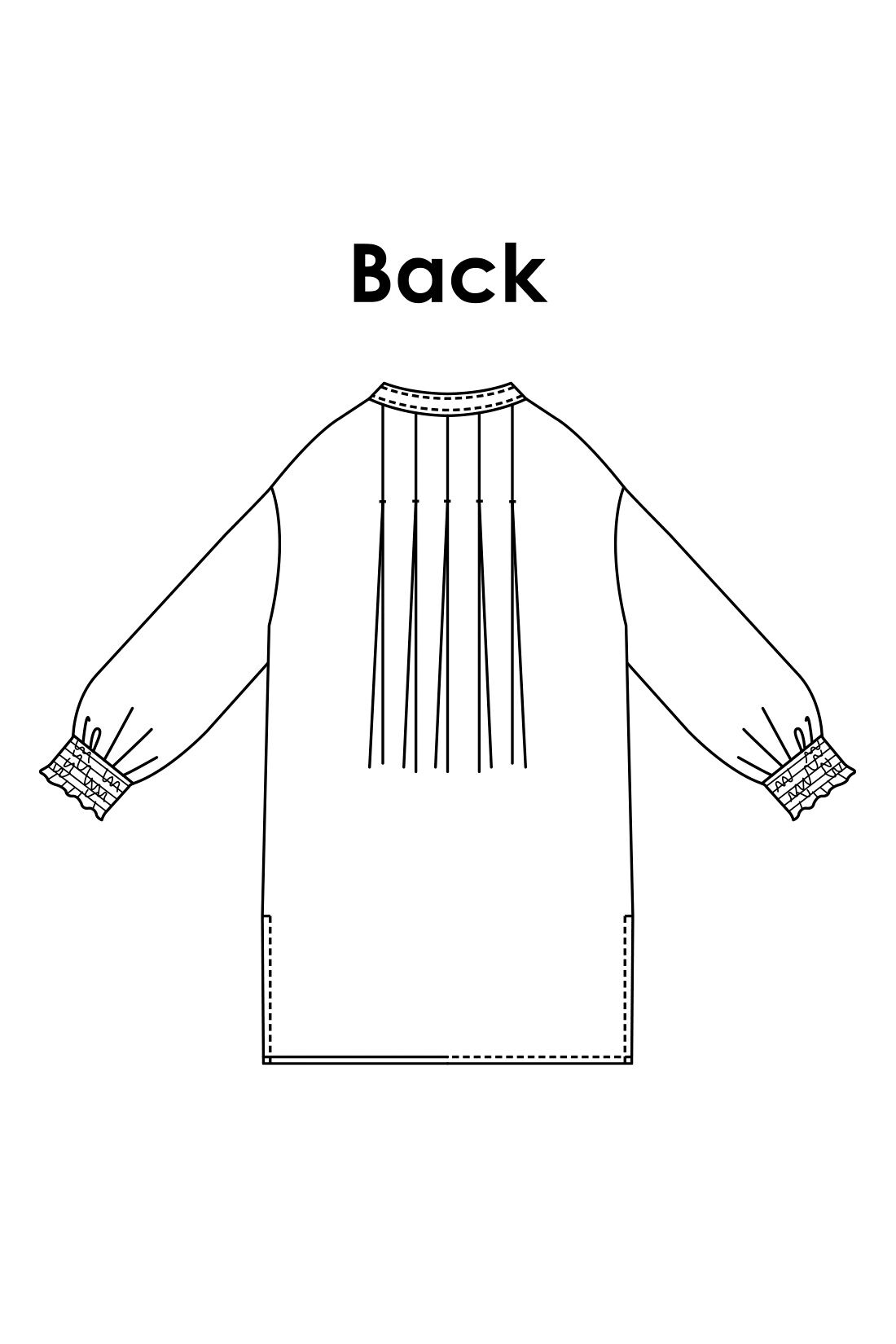 IEDIT|IEDIT[イディット]　たっぷりフレアーで軽やかに着映えする 細見えストライプシャツブラウス|衿下に入れた5本のタックが後ろ姿のアクセント。