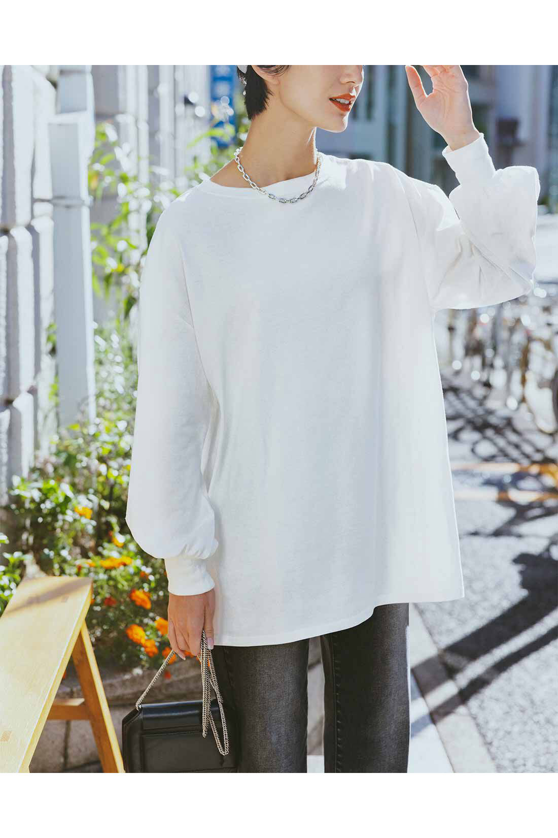 IEDIT[イディット] 福田麻琴さんコラボ 大人が一枚で着こなしやすいロングＴシャツ〈オフホワイト 〉｜キャンペーン｜レディースファッション・洋服の通販｜IEDIT