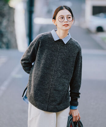 IEDIT［イディット］ | 洗える軽やかさ ウール＆アルパカ混のラウンドテール ニット