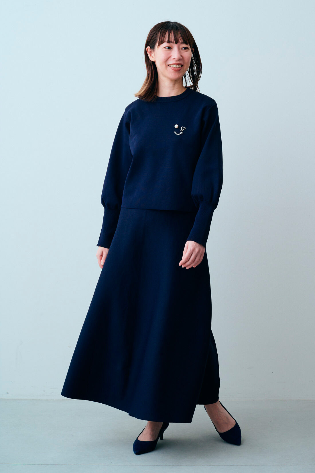 IEDIT[イディット] 福田麻琴さんコラボ 上品ニットセットアップ〈ダークネイビー〉｜IEDIT[イディット]｜フェリシモ【公式通販】