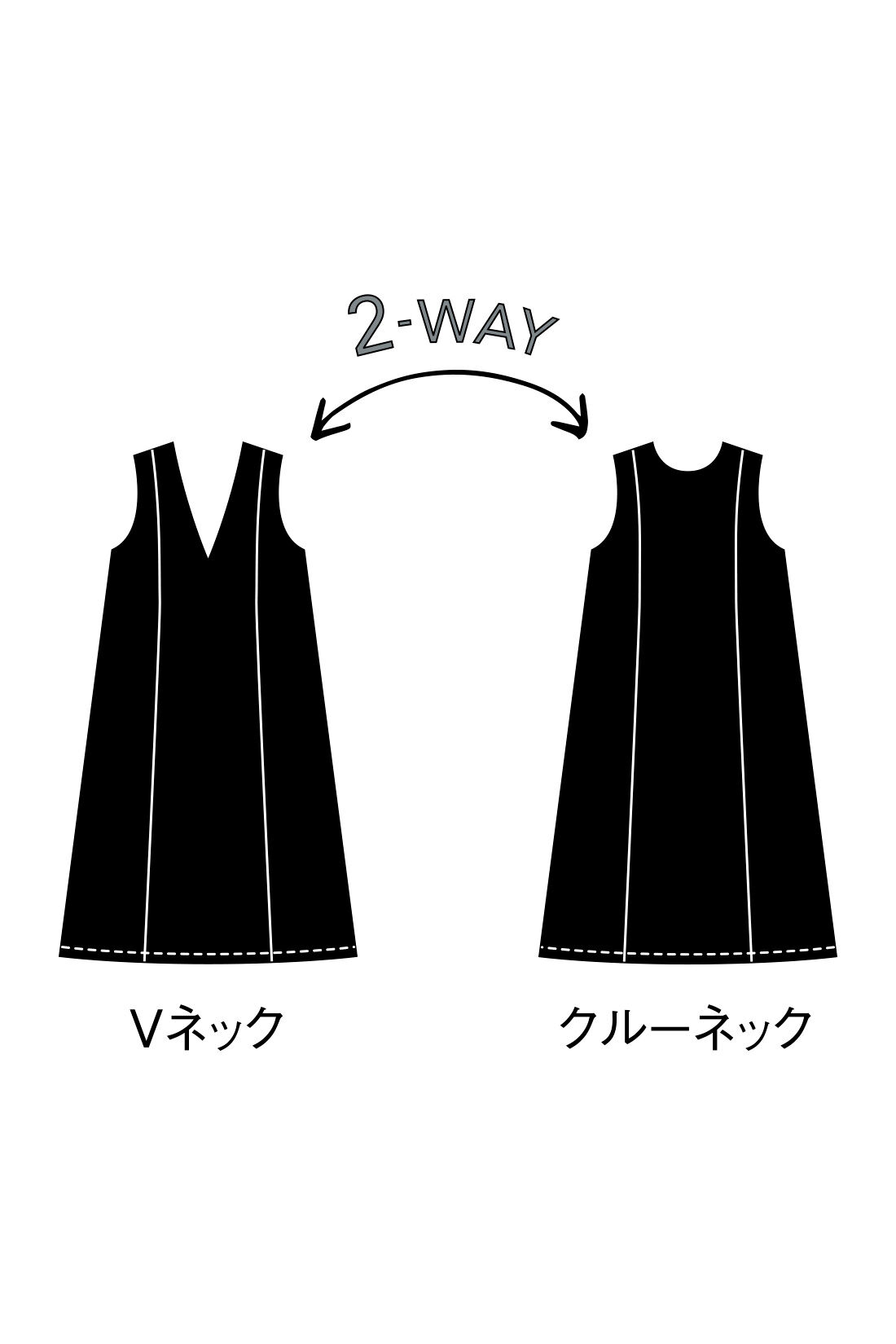 IEDIT［イディット］|IEDIT[イディット]　裏起毛カットソーの前後ろ着られる ノースリーブワンピース〈ブラック〉|身ごろの前後両サイドに入れた切り替えで、縦のラインを強調しつつ、立体的にほっそり見せる視覚効果も。わきには便利なスリットポケット付き。