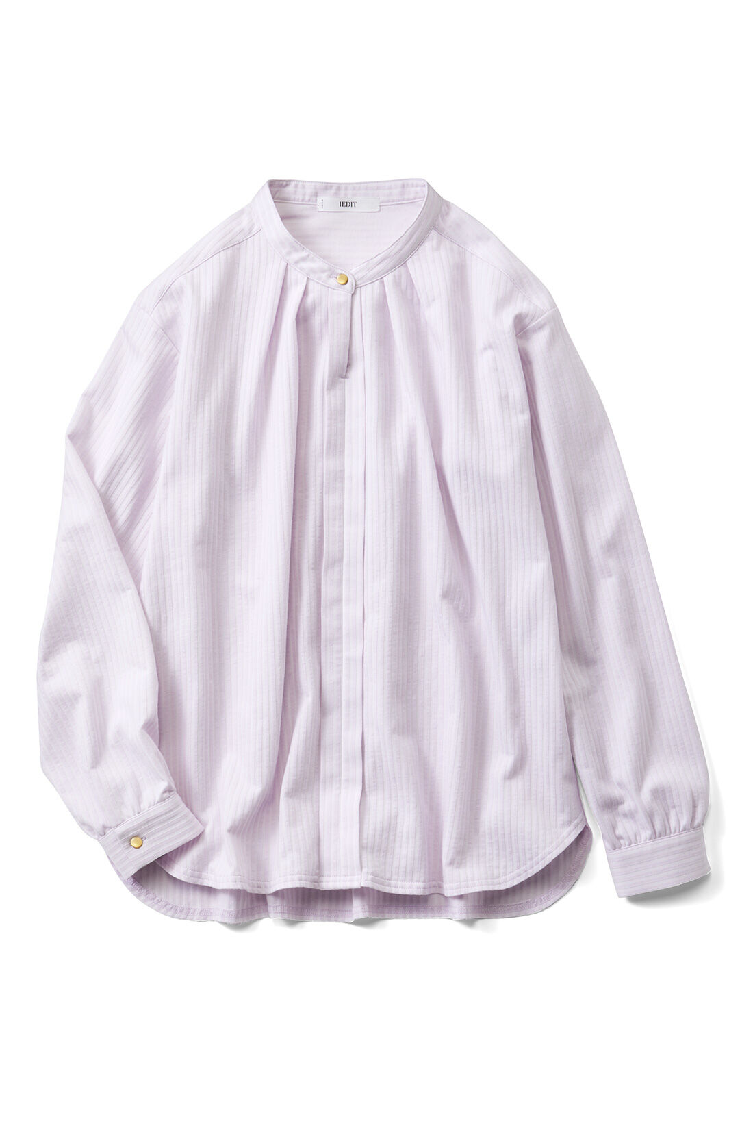 IEDIT|IEDIT[イディット]　きちんとシャツ見えして伸びやかな 抗菌防臭美ノビストライプ シャツブラウスの会|パープルピンク